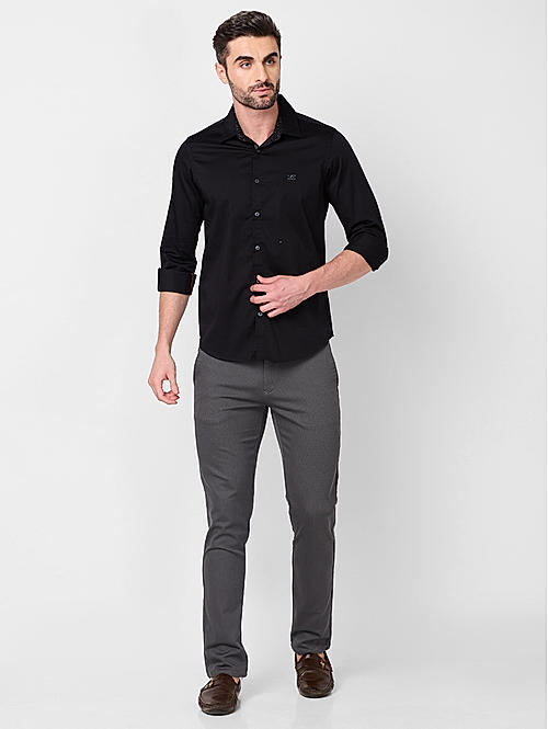 Killer Men Black Slim Fit Solid Shirts