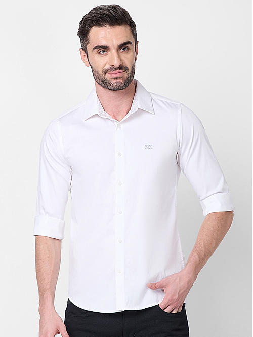 Killer Men White Slim Fit Solid Shirts