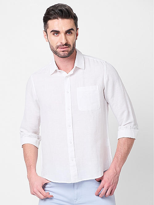 Killer Men White Slim Fit Solid Shirts