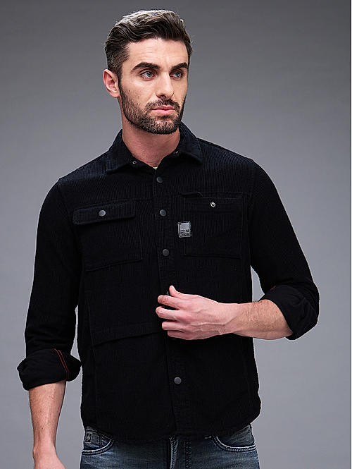 Killer Men Black Slim Fit Solid Shirts