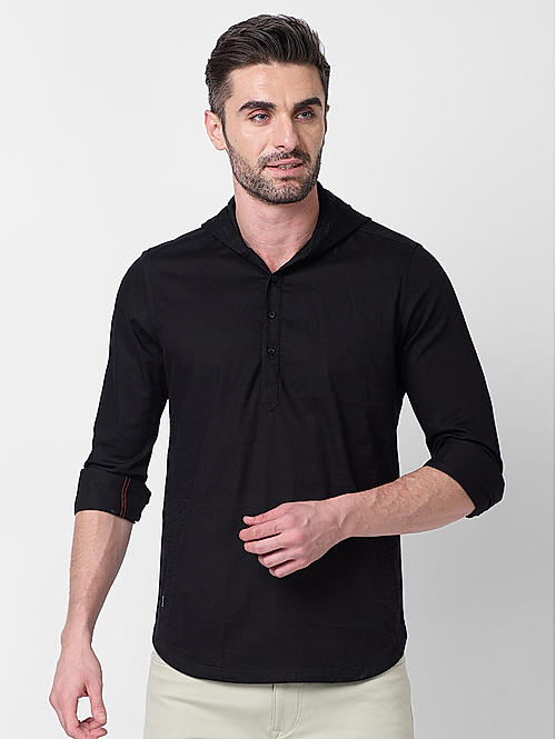 Killer Men Black Slim Fit Solid Shirts
