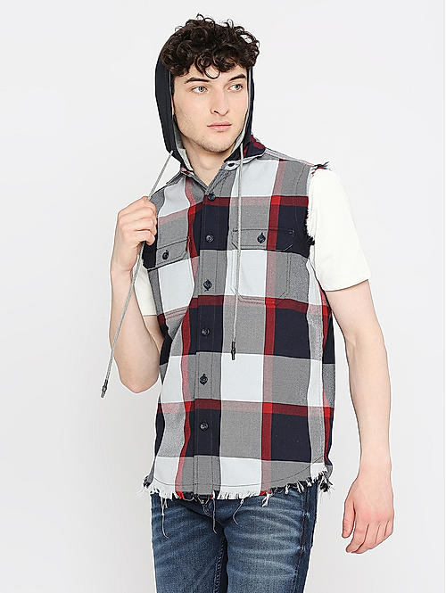 KILLER Men Maroon Slim Fit Checks Shirts