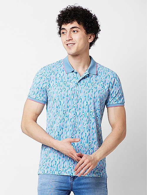 Killer Men Blue Regular Fit Printed T-Shirts
