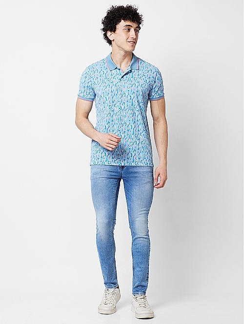 Killer Men Blue Regular Fit Printed T-Shirts