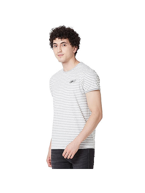 Killer Men Gray Regular Fit Solid T-Shirts
