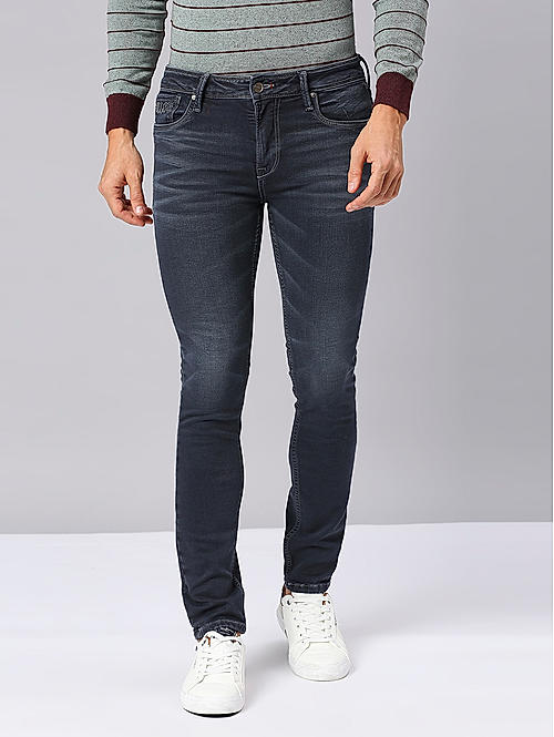 Men Slim Fit Grey Solid Jeans