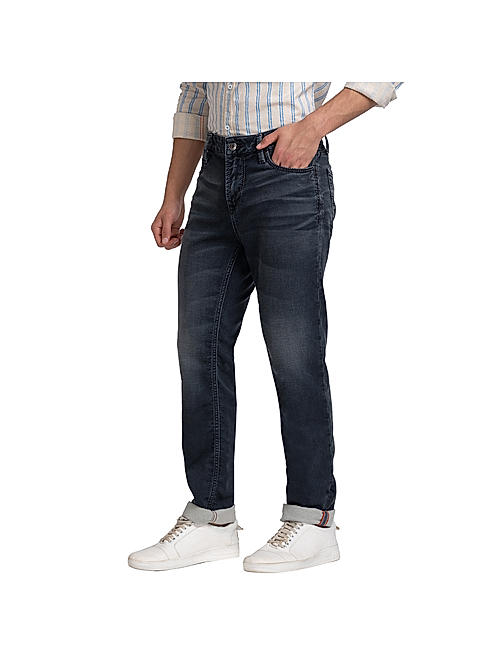 Men's Straight Fit Jeans Fringe Ankle In Blue | Martin Valen