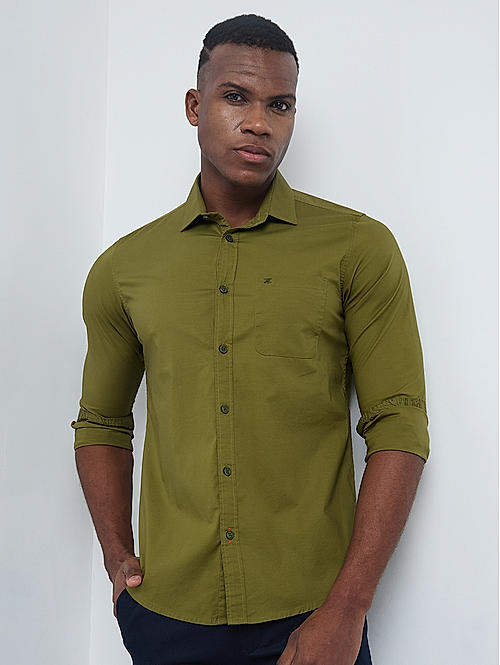 Killer Men Green Regular Slim Fit Shirts
