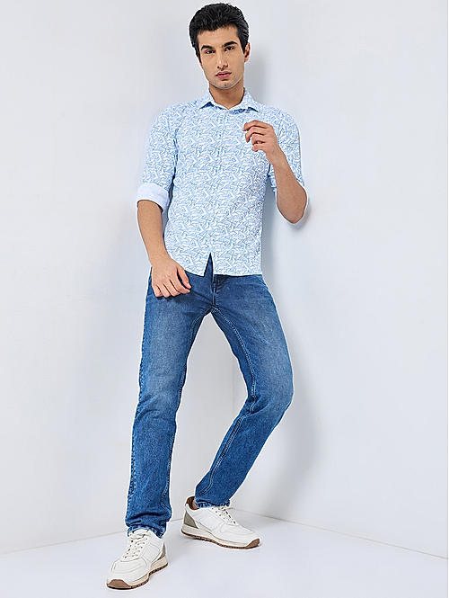 Killer Men Blue Regular Slim Fit Shirts