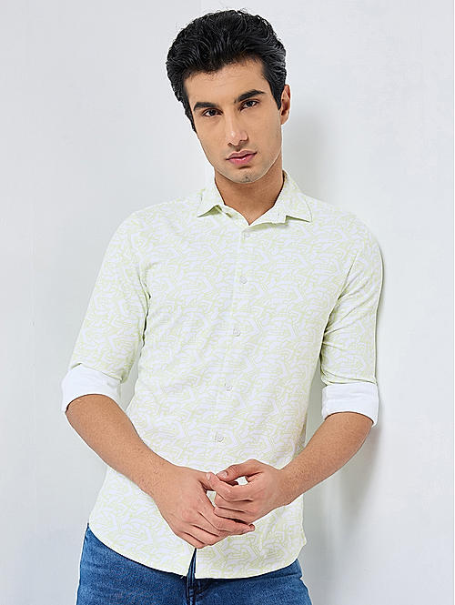 Killer Men Yellow Regular Slim Fit Shirts