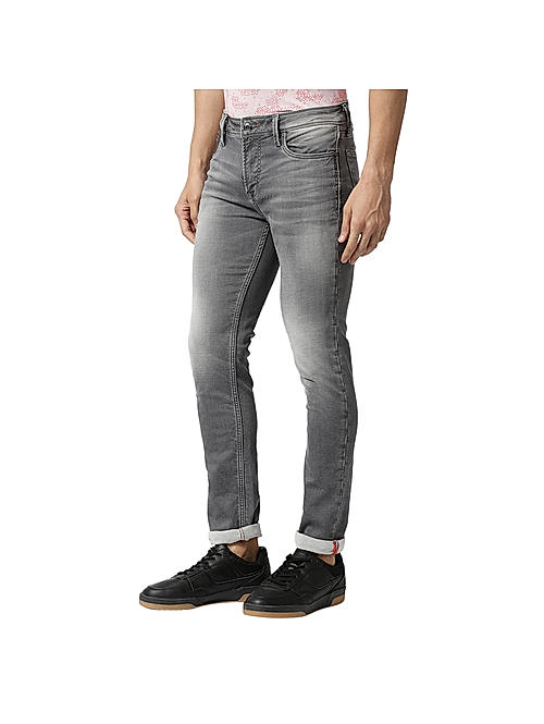 Men's high quality slim fit jeans with stretcher material-Grey