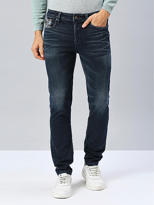 Men Blue Slim Fit Solid Jeans