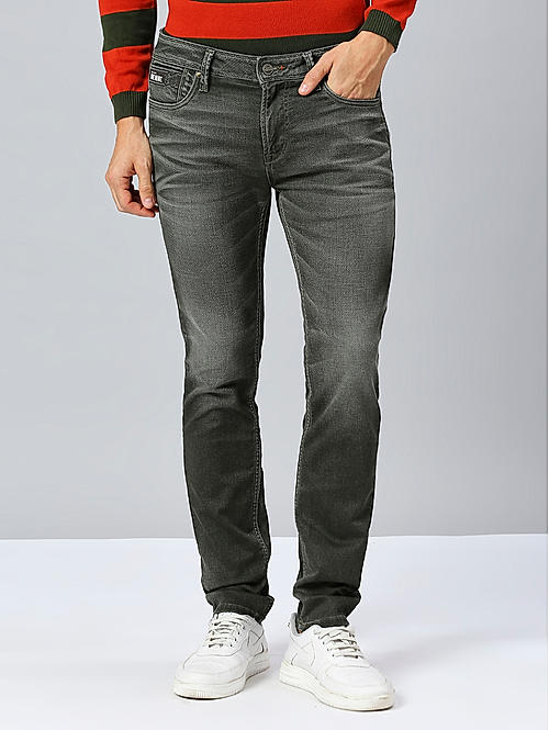 Men Dark Green Slim Fit Solid Jeans