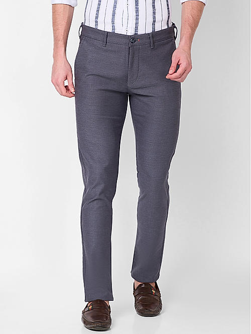 Killer Men Dark Grey Slim Fit Solid Casual Trousers