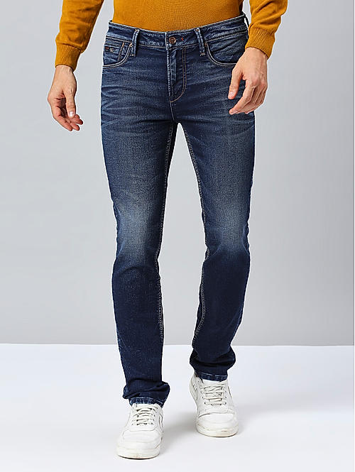 Killer Men Dark Blue Slim Fit Solid Casual Jeans