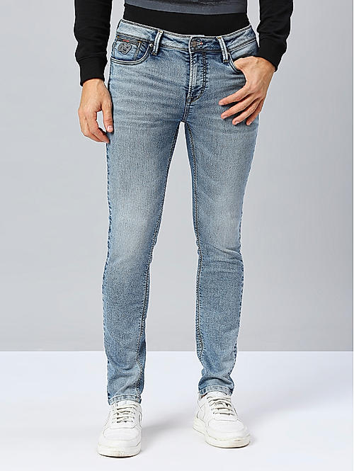 Killer Men Light Blue Slim Fit Solid Casual Jeans