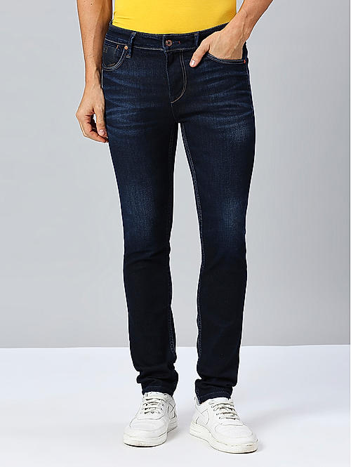 Killer Men Dark Blue Slim Fit Solid Casual Jeans