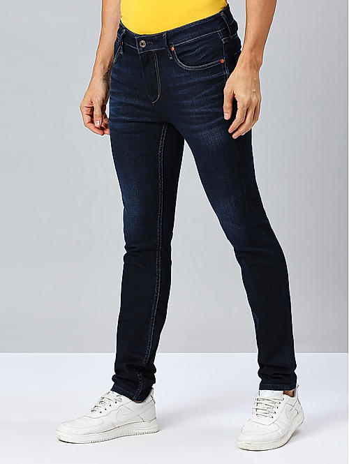 Killer Men Dark Blue Slim Fit Solid Casual Jeans