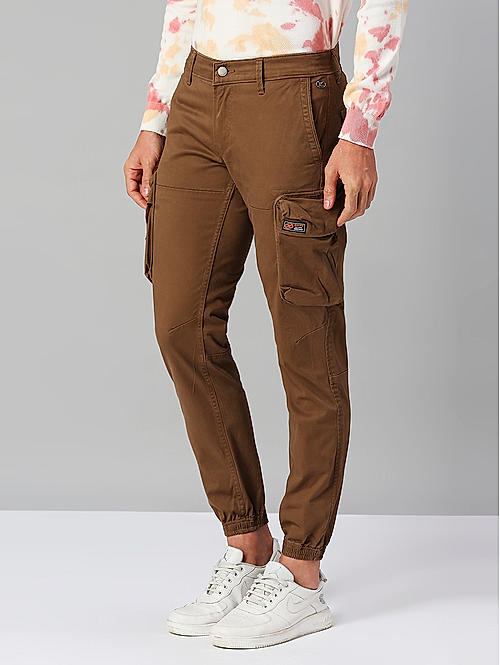 Killer Men Brown Slim Fit Solid Utility Cargo