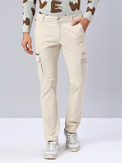 Killer Men Cream Slim Fit Solid Utility Cargo