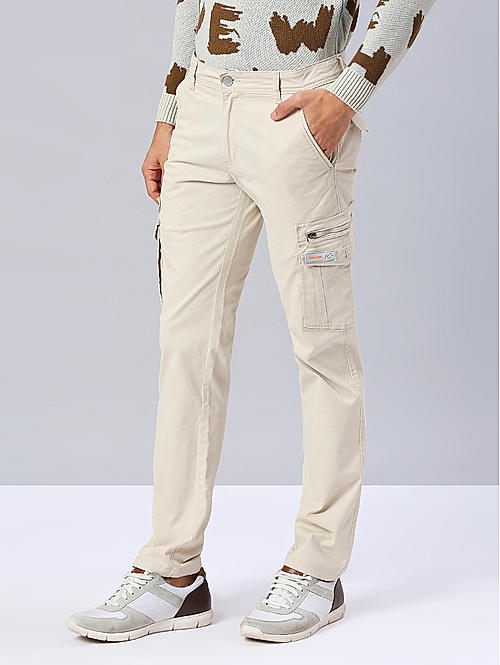 Killer Men Cream Slim Fit Solid Utility Cargo