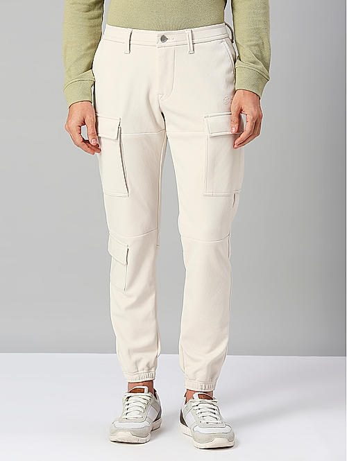 Killer Men Cream Slim Fit Solid Utility Cargo
