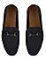 Black Textured Loafers With Buckle