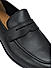 Black Plain Leather Loafers