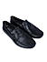 Black Textured Moccasins With Leather Panel