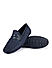 Navy Moccasins With Leather Panel