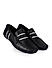 Black Striped Leather Moccasins