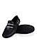 Black Striped Leather Moccasins