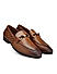 Tan Textured Loafers With Buckle