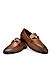 Tan Textured Loafers With Buckle