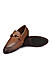 Tan Textured Loafers With Buckle