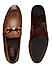 Tan Textured Loafers With Buckle