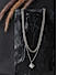 The Bro Code Silver Animal Lion Fusion Look Alloy Curb and Mesh Chain Layered Necklace For Men 