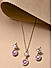 Toniq Pink Gold Plated Partywear CZ & Pearl Stone Charm Necklace and Earring Jewellery Set for Women