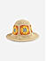 Women Beige Woven Straw Floral Summer Beach Hat