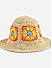 Women Beige Woven Straw Floral Summer Beach Hat