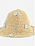 Women Woven Beige Straw with Blue Floral Summer Beach Hat