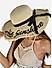 Women Beige Papyrus with Solid Black Scarf Summer Beach Hat