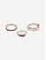 Toniq Traditional Pink Colour Stone Studded Gold Plated Set Rings For Women Set Of 3 Size 15 & 16 Mix