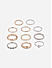 Toniq Gold Plated Cz Stone Studded Statement Finger Rings Set For Women - Set Of 11 Size 16 & 17