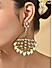 Mehendi Gold & White Kundan Pearl Drop Earrings