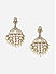 Mehendi Gold & White Kundan Pearl Drop Earrings