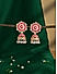 Women Pink & Gold Plated Floral Pearl Meenakari Jhumkas Earrings