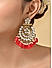 Women Wedding Mehandi Gold Maroon Kundan Pearl Drops Earrings