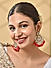 Women Wedding Mehandi Gold Maroon Kundan Pearl Drops Earrings