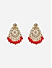 Women Wedding Mehandi Gold Maroon Kundan Pearl Drops Earrings